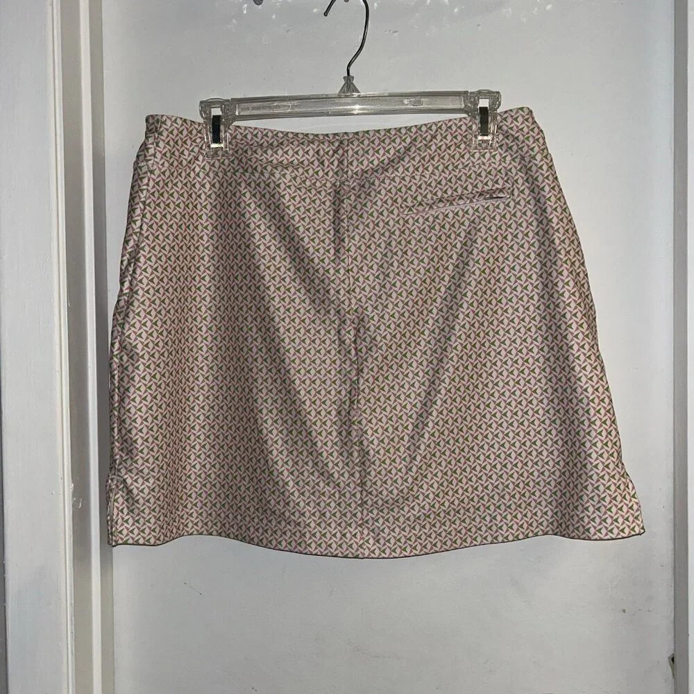 Slazenger White & Pink Geometric Golf Pocketed Sporty Skort Skirt Size Medium
